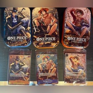 One Piece Tin Pack Set Vol. 2 - Luffy, Sabo, and Ace(EMPTY TIN, ONLY PROMO CARD)
